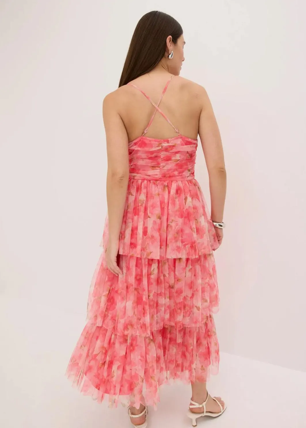Damen bonprix Festliche Mode|Kleider|Midikleid aus zartem Tüll mit Volants