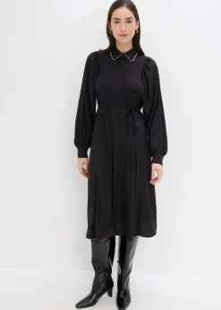 Damen bonprix Bekleidung·Pullover & Strickjacken|Kleider|Midikleid mit Perlen Applikation