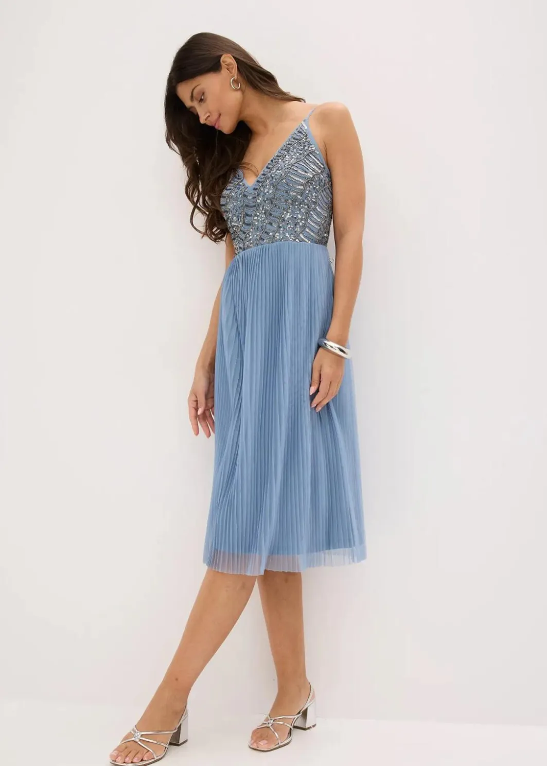 Best Midikleid mit Plissee-Rock und Paillettenstickerei Damen Bekleidung·Pullover & Strickjacken|Festliche Mode