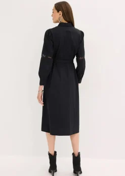Sale Midikleid mit Spitzeneinsatz aus Baumwolle Damen Kleider