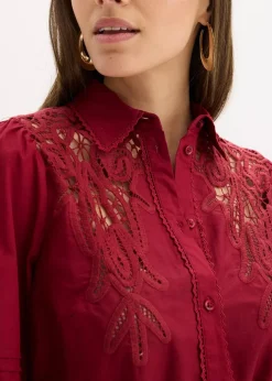 Best Midikleid mit Spitzeneinsatz aus Baumwolle Damen Kleider