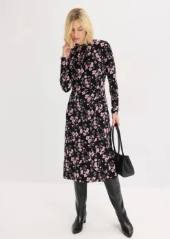 Damen bonprix Bekleidung·Pullover & Strickjacken|Kleider|Midikleid mit Stehkragen