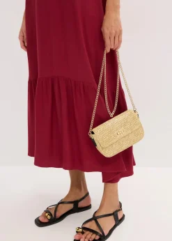 Damen bonprix Kleider|Bekleidung·Pullover & Strickjacken|Midikleid mit Volants aus strukturiertem Crêpe