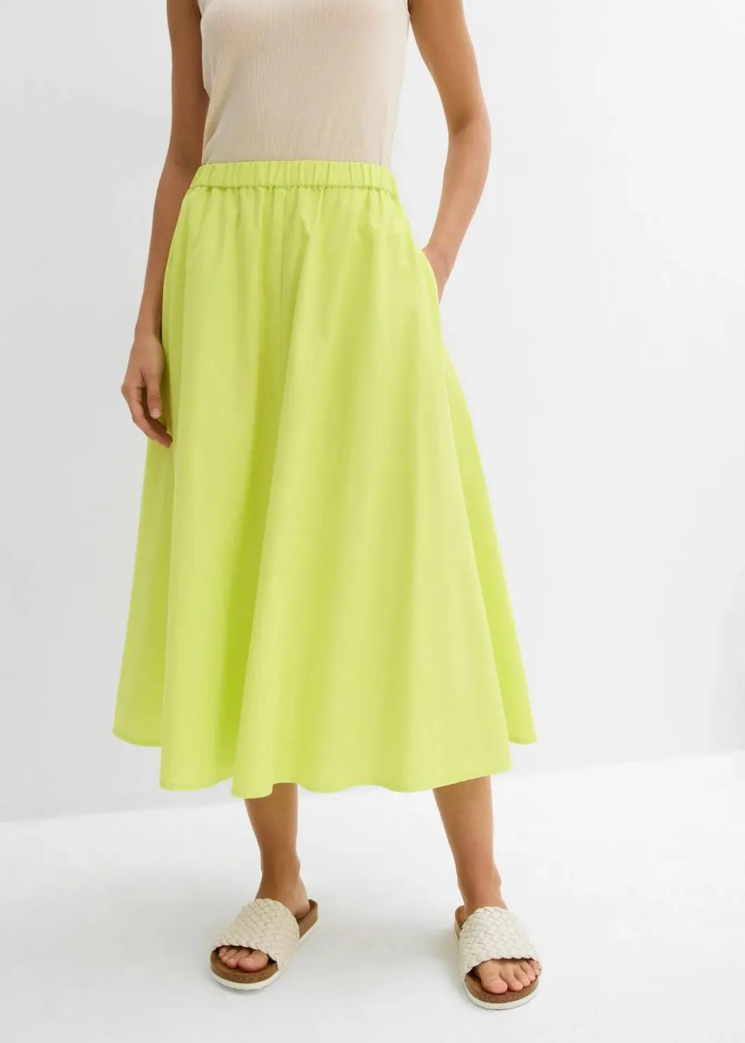 Damen bonprix Nachhaltigere Materialien|Röcke|Midirock aus Leinen-Mix
