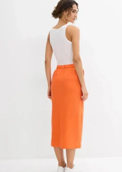 Outlet Midirock aus luftigem Leinen-Mix Damen Bekleidung·Sportbekleidung|Röcke