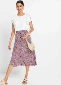 New Midi-Viskoserock mit Taschen Damen Nachhaltigere Materialien|Röcke