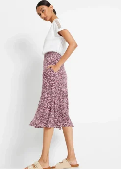New Midi-Viskoserock mit Taschen Damen Nachhaltigere Materialien|Röcke