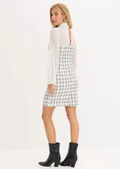 Damen bonprix Bekleidung·Pullover & Strickjacken|Minikleid aus Bouclé mit Chiffon Ärmeln