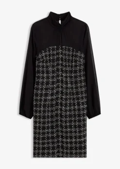 Damen bonprix Bekleidung·Pullover & Strickjacken|Minikleid aus Bouclé mit Chiffon Ärmeln