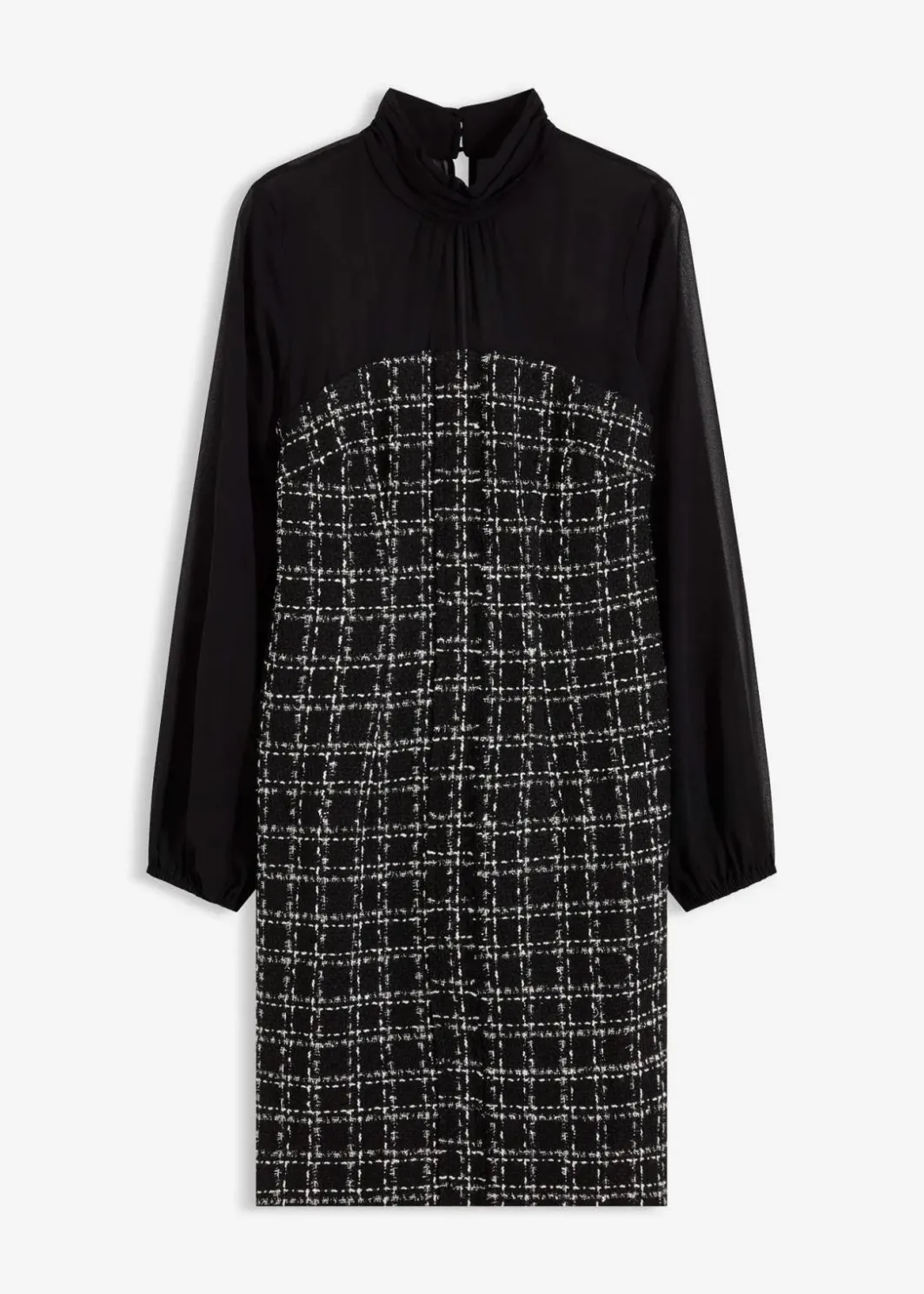 Damen bonprix Bekleidung·Pullover & Strickjacken|Minikleid aus Bouclé mit Chiffon Ärmeln
