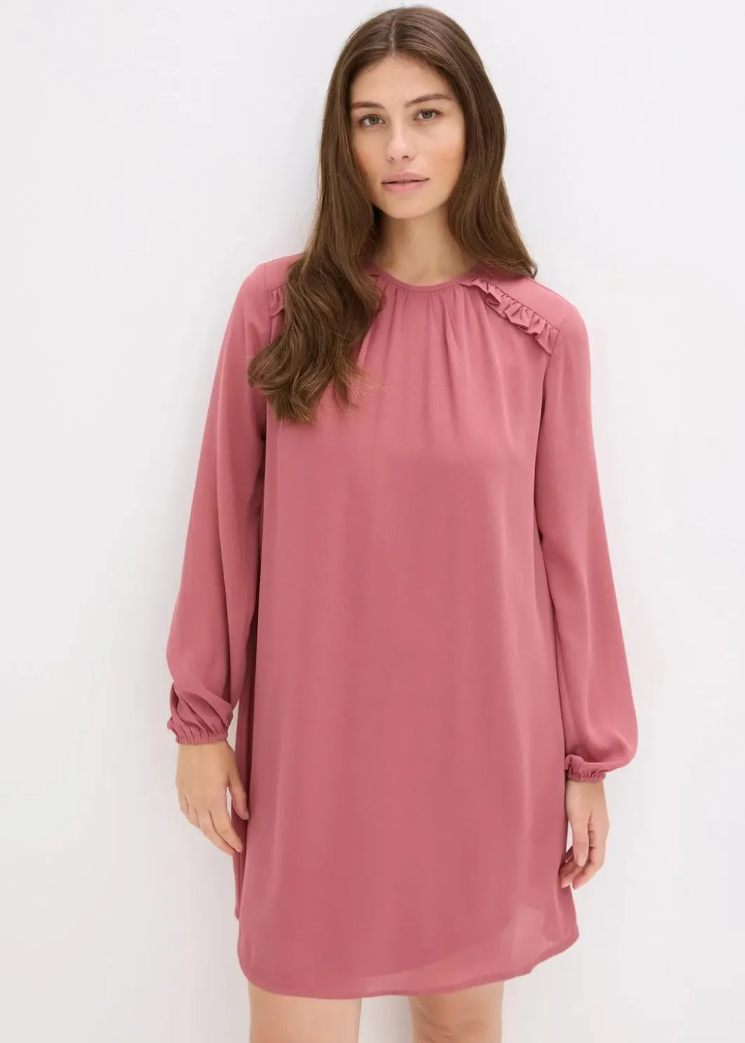 Damen bonprix Bekleidung·Pullover & Strickjacken|Kleider|Minikleid aus Chiffon mit Rüschen