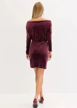 Damen bonprix Bekleidung·Pullover & Strickjacken|Kleider|Minikleid aus fließendem Samt und Glitzer