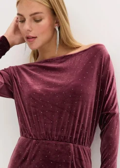 Damen bonprix Bekleidung·Pullover & Strickjacken|Kleider|Minikleid aus fließendem Samt und Glitzer