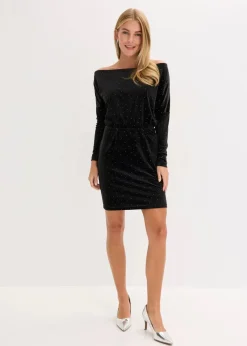 Sale Minikleid aus fließendem Samt und Glitzer Damen Kleider|Bekleidung·Pullover & Strickjacken