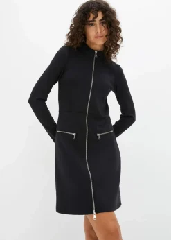 Damen bonprix Nachhaltigere Materialien|Kleider|Minikleid aus Punto di Roma mit Reißveschlussdetail