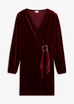 Damen bonprix Bekleidung·Pullover & Strickjacken|Kleider|Minikleid aus softem Samt im Wickeloptik