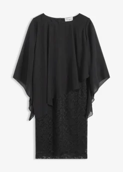 Damen bonprix Bekleidung·Pullover & Strickjacken|Festliche Mode|Minikleid aus Spitze mit Überwurf aus feinem Chiffon