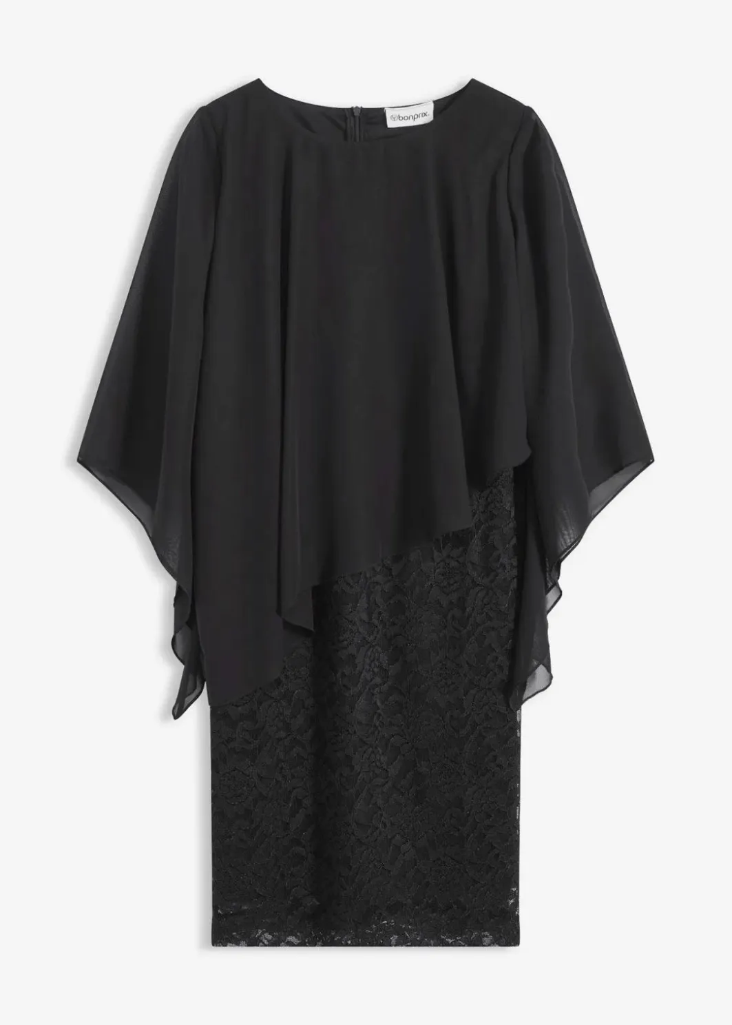 Damen bonprix Bekleidung·Pullover & Strickjacken|Festliche Mode|Minikleid aus Spitze mit Überwurf aus feinem Chiffon