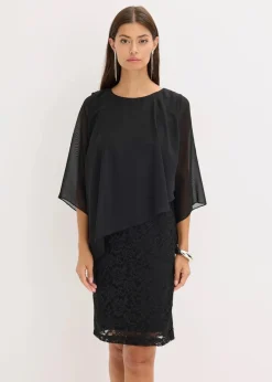 Damen bonprix Bekleidung·Pullover & Strickjacken|Festliche Mode|Minikleid aus Spitze mit Überwurf aus feinem Chiffon