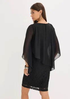 Damen bonprix Bekleidung·Pullover & Strickjacken|Festliche Mode|Minikleid aus Spitze mit Überwurf aus feinem Chiffon