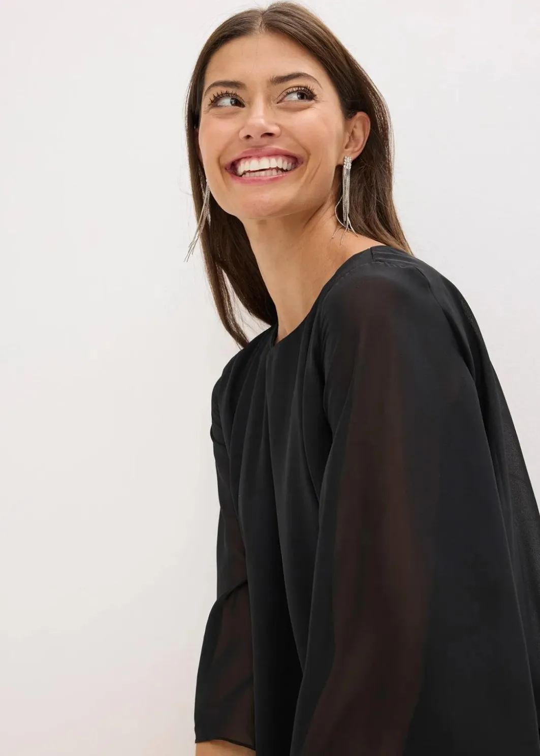 Damen bonprix Bekleidung·Pullover & Strickjacken|Festliche Mode|Minikleid aus Spitze mit Überwurf aus feinem Chiffon