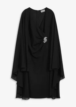 Damen bonprix Bekleidung·Pullover & Strickjacken|Festliche Mode|Minikleid mit Cape aus feinem Chiffon