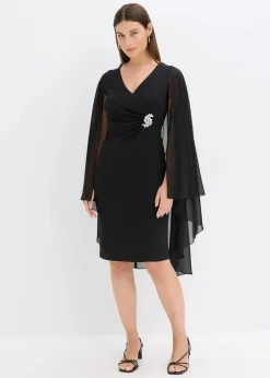 Damen bonprix Bekleidung·Pullover & Strickjacken|Festliche Mode|Minikleid mit Cape aus feinem Chiffon