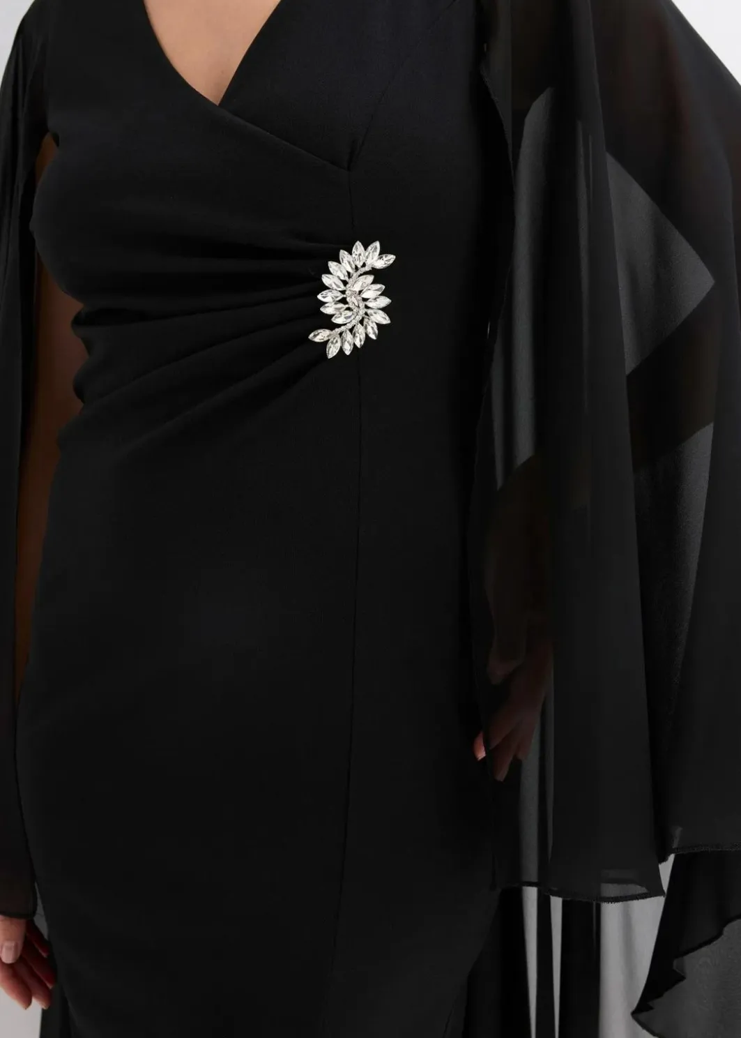 Damen bonprix Bekleidung·Pullover & Strickjacken|Festliche Mode|Minikleid mit Cape aus feinem Chiffon