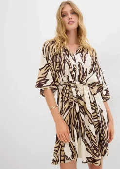 Damen bonprix Bekleidung·Pullover & Strickjacken|Kleider|Minikleid mit Kimono-Ärmeln aus fließender Viskose
