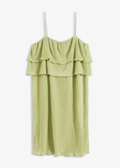 Damen bonprix Kleider|Minikleid mit Plissee und Strass-Trägern