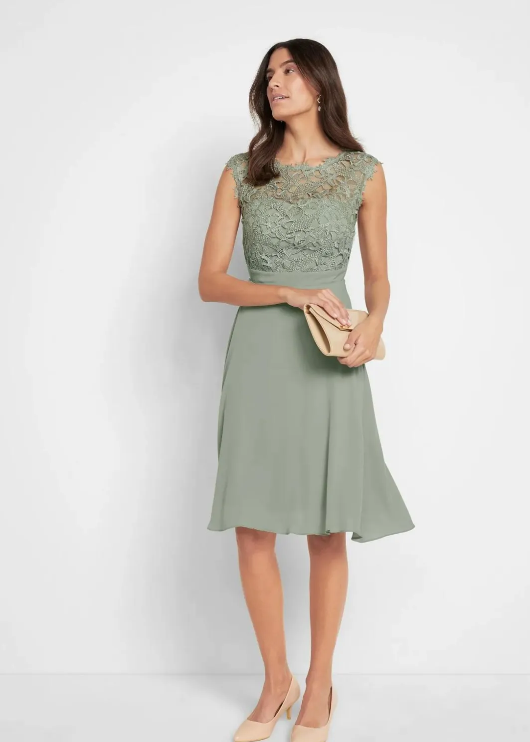 Damen bonprix Kleider|Festliche Mode|Minikleid mit Spitze