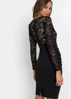 Damen bonprix Kurzgrößen|Kurzgrößen|Minikleid mit Spitze
