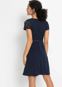 Damen bonprix Festliche Mode|Kleider|Minikleid mit Spitze und Gürtel