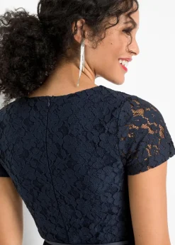 Damen bonprix Festliche Mode|Kleider|Minikleid mit Spitze und Gürtel
