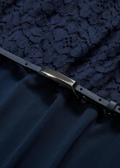 Damen bonprix Festliche Mode|Kleider|Minikleid mit Spitze und Gürtel