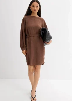 Damen bonprix Kleider|Bekleidung·Pullover & Strickjacken|Minikleid mit Struktur aus Viskose-Mix