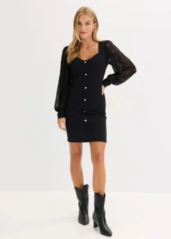 Damen bonprix Bekleidung·Pullover & Strickjacken|Kleider|Minikleid mit tiefem Ausschnitt