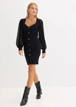 Damen bonprix Bekleidung·Pullover & Strickjacken|Kleider|Minikleid mit tiefem Ausschnitt