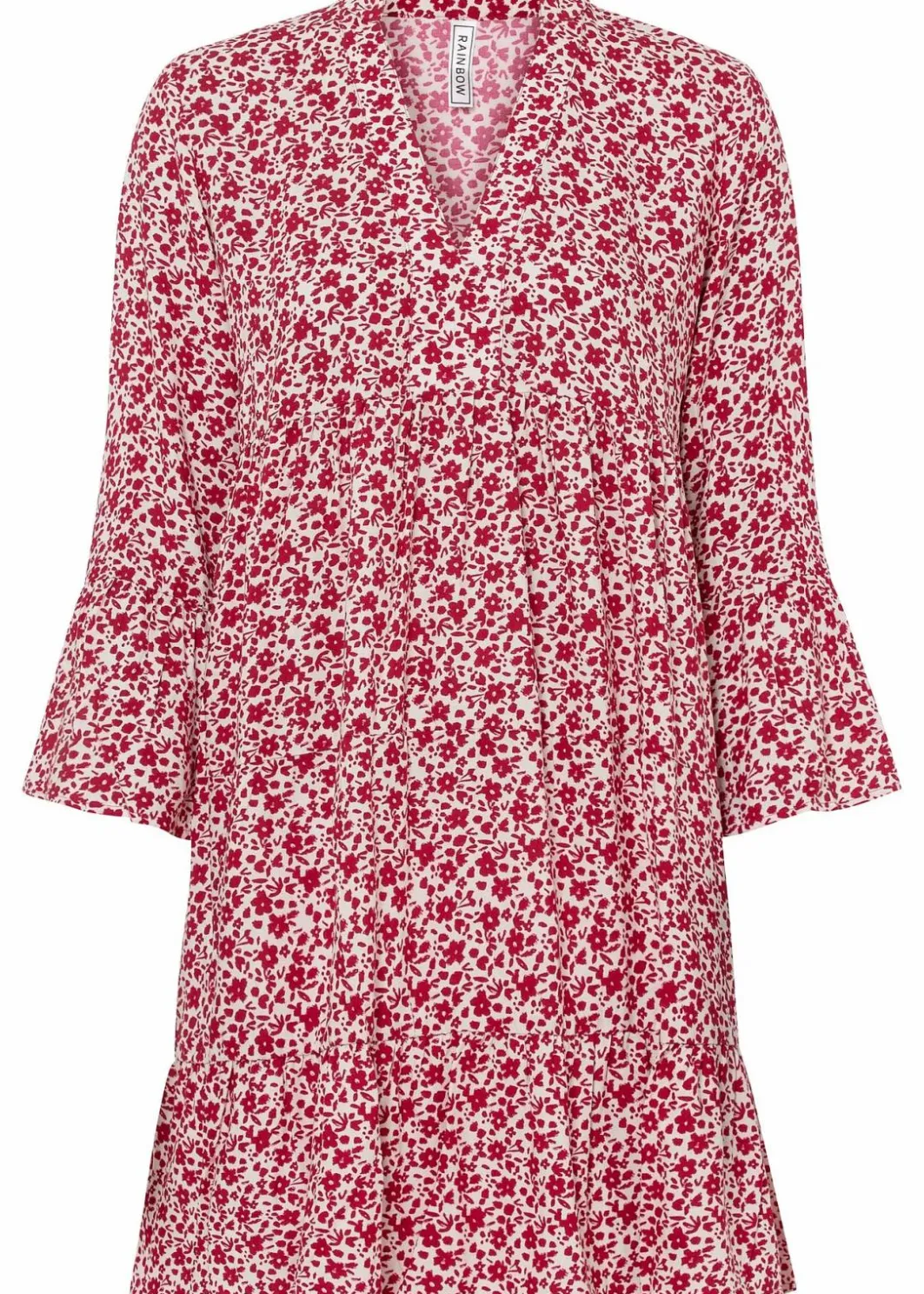 Damen bonprix Nachhaltigere Materialien|Kleider|Minikleid mit Volants aus fließender Viskose