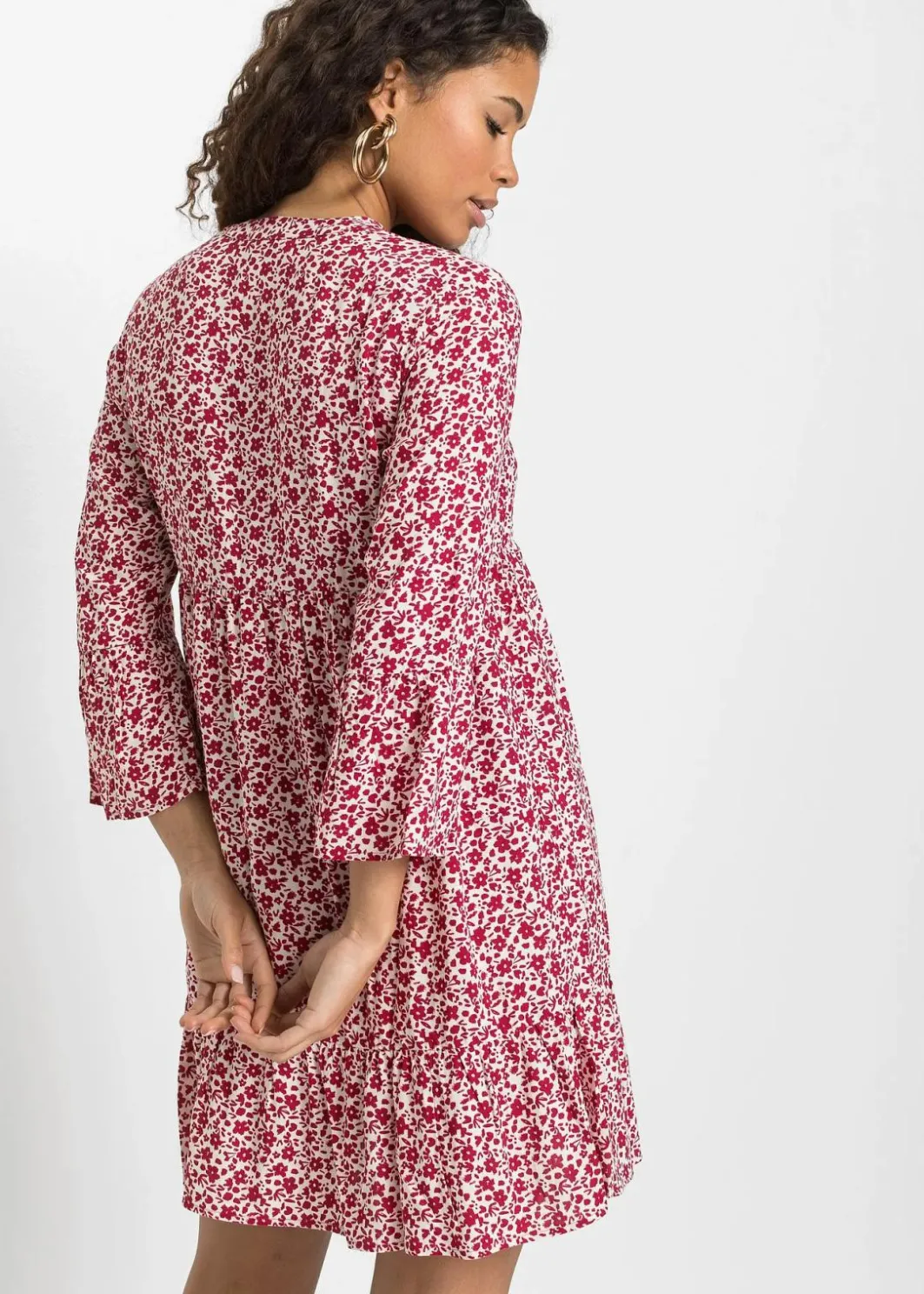 Damen bonprix Nachhaltigere Materialien|Kleider|Minikleid mit Volants aus fließender Viskose