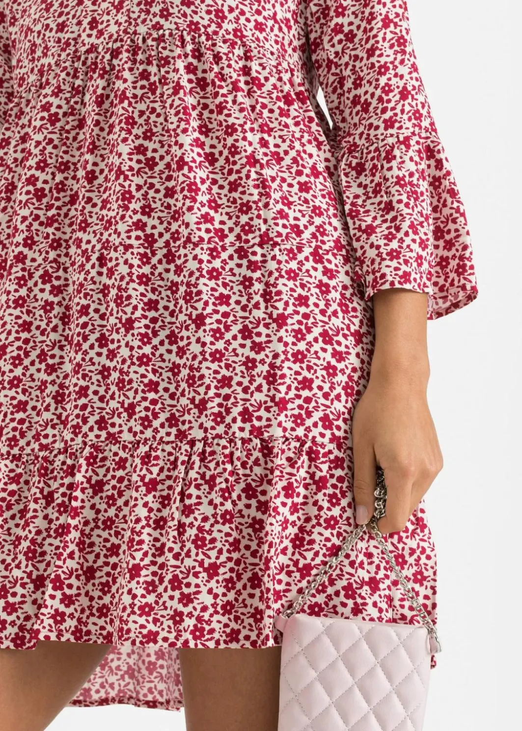 Damen bonprix Nachhaltigere Materialien|Kleider|Minikleid mit Volants aus fließender Viskose