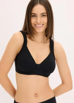Damen bonprix Wäsche·Basics|Wäsche·Baumwollunterwäsche|Minimizer T-Shirt BH mit Bügel mit Bio-Baumwolle (2er Pack)