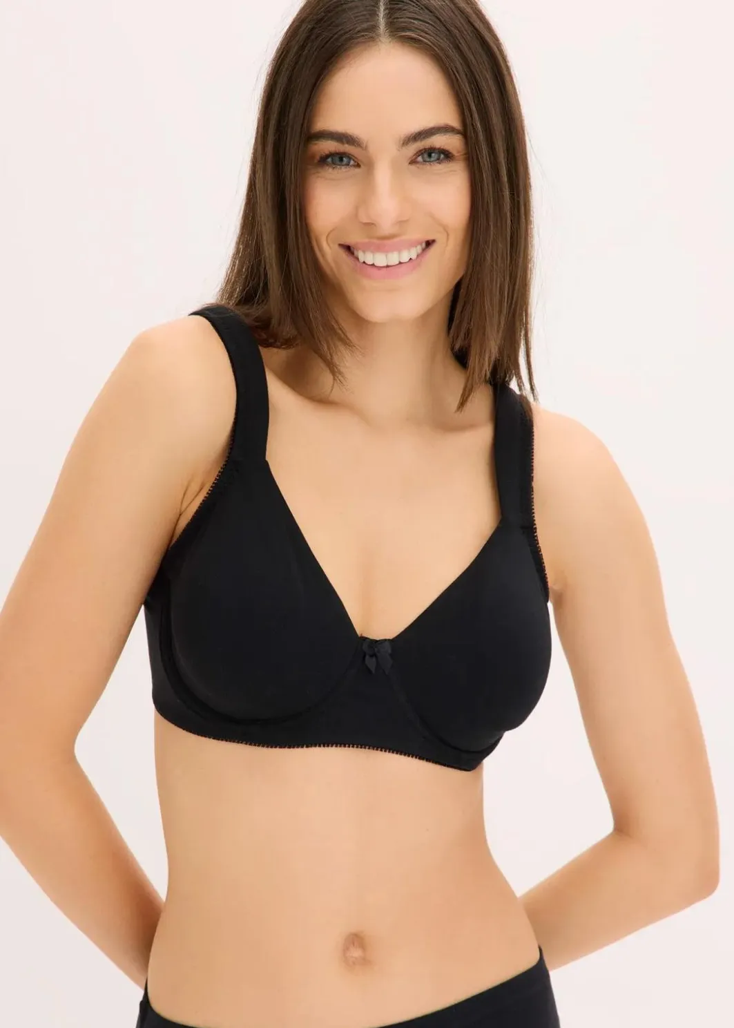 Damen bonprix Wäsche·Basics|Wäsche·Baumwollunterwäsche|Minimizer T-Shirt BH mit Bügel mit Bio-Baumwolle (2er Pack)