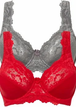 Damen bonprix Große Cups D-H|Bhs|Minimizer-BH mit gepolsterten Trägern (2er Pack)