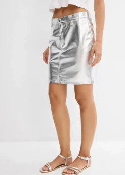 Online Minirock im Metallic-Look Damen Bekleidung·Sportbekleidung|Röcke