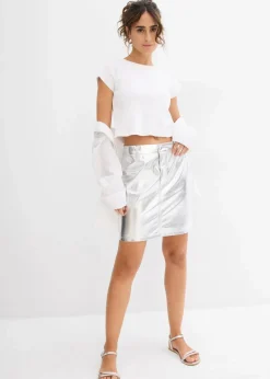 Online Minirock im Metallic-Look Damen Bekleidung·Sportbekleidung|Röcke