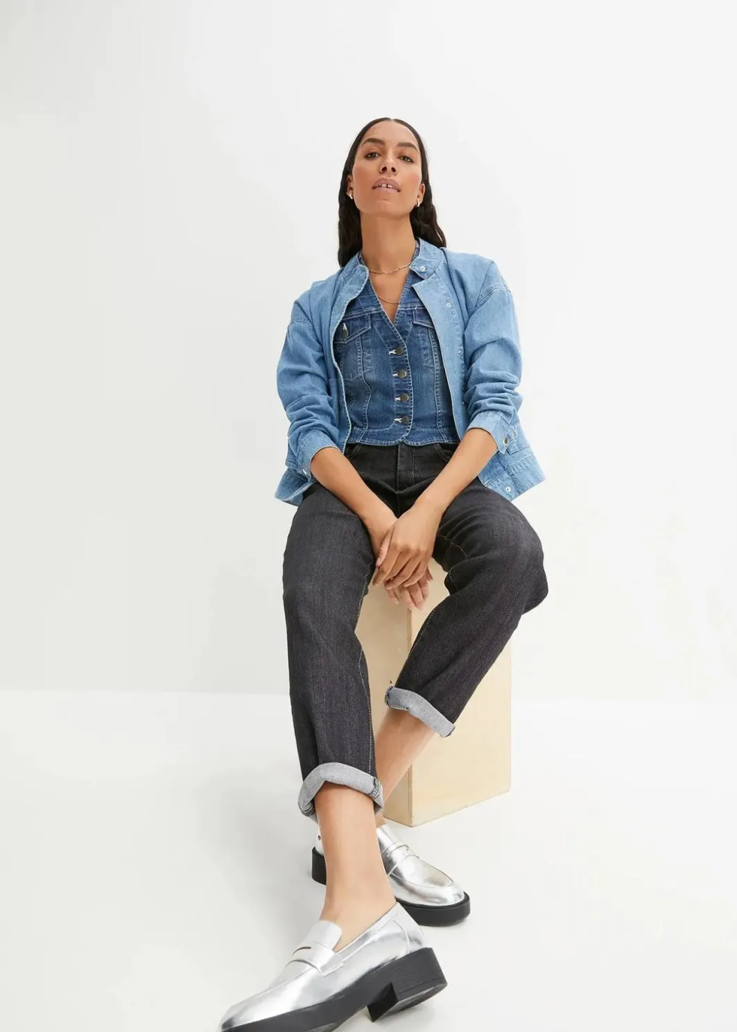 Damen bonprix Jeans|Bekleidung·Shirts & Tops|Mom Jeans High Waist, Stretch