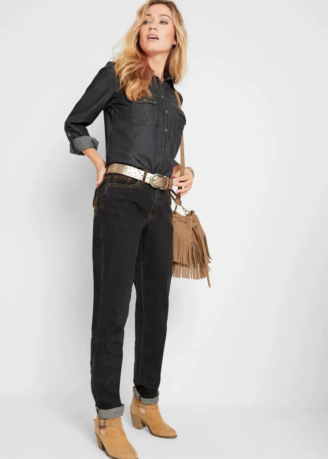 Damen bonprix Jeans|Bekleidung·Shirts & Tops|Mom Jeans Mid Waist, long