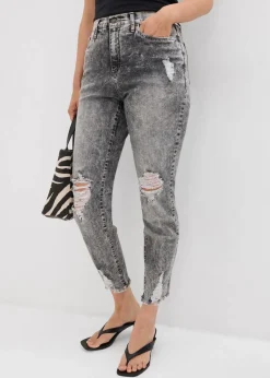 Mom-Jeans High Waist mit Destroy-Effekten Damen Jeans|Bekleidung·Shirts & Tops