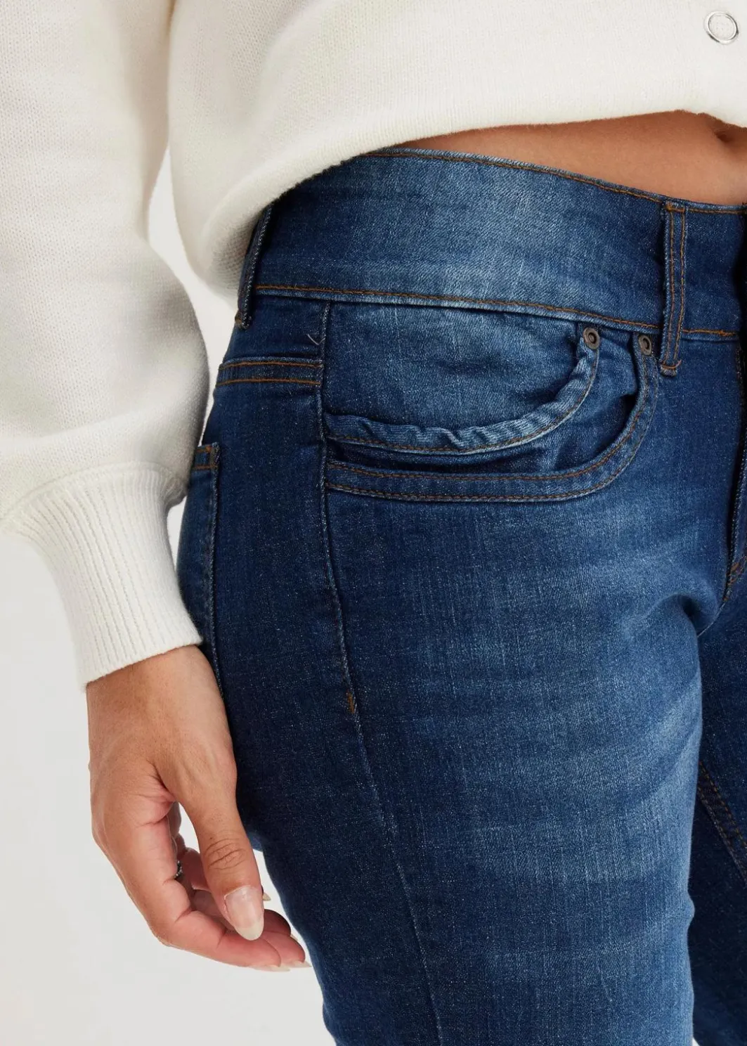 Damen bonprix Kurzgrößen|Bekleidung·Shirts & Tops|Mom-Jeans Mid Waist